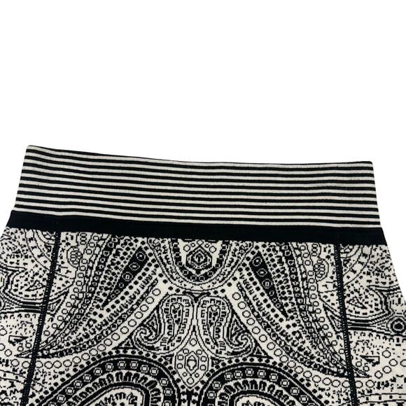 Title Nine Knit Skirt S Black White Paisley Cotton Blend Boho Travel Activewear - Picture 5 of 7